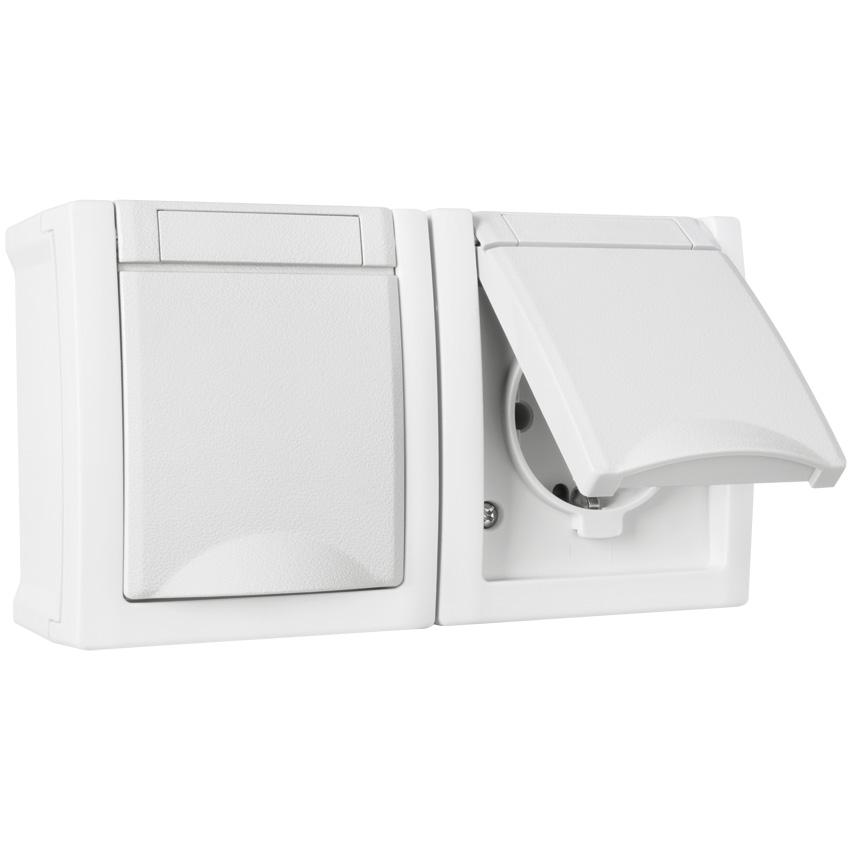 AP/FR Steckdose 2-fach waagerecht IP54 weiß AP/FR Steckdose 2-fach waagerecht IP54 weiß