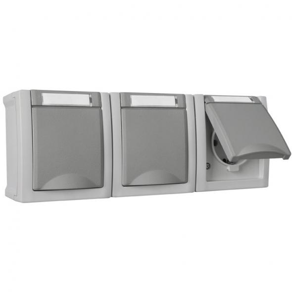 AP/FR Steckdose 3-fach IP54 grau AP/FR Steckdose 3-fach IP54 grau