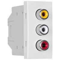 Modul-Einsatz 3 x Chinch Video & Audio L+R reinweiß