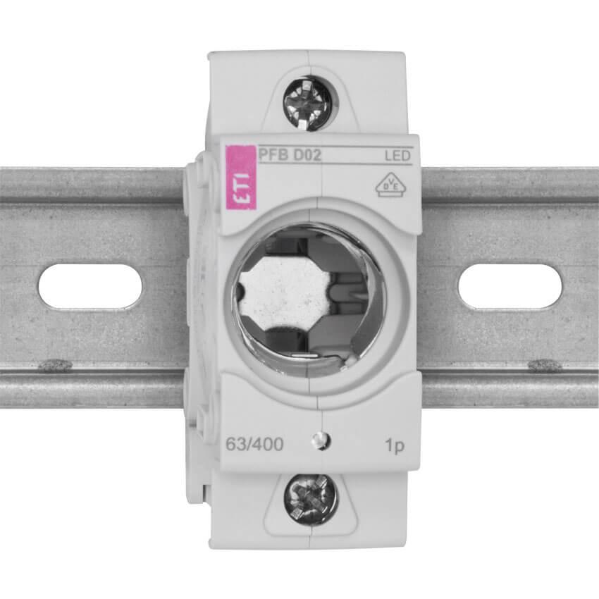 Einbausicherungssockel mit Kontroll-LED,1-polig für Hutschienenmontage Einbausicherungssockel mit Kontroll-LED,1-polig für Hutschienenmontage