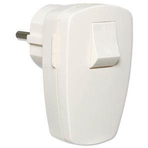 Schuko-Winkelstecker mit Wippschalter weiß Schuko-Winkelstecker mit Wippschalter weiß