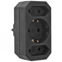 Schuko-Stecker-Adapter schwarz