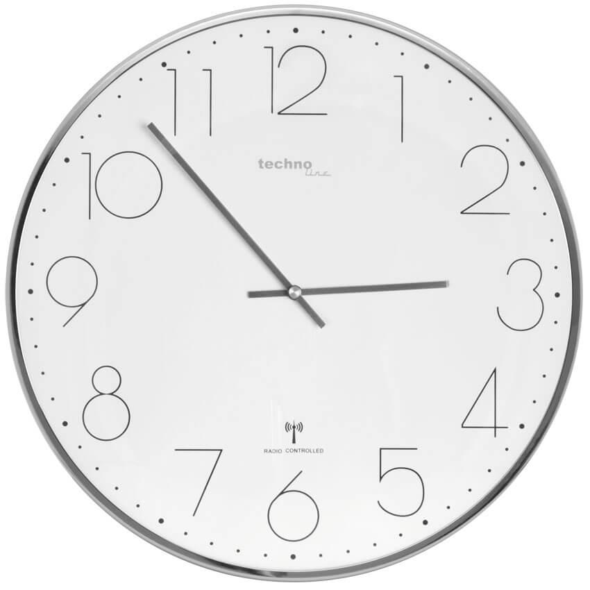 Wanduhr mit Funkuhrwerk D=350mm chrom Wanduhr mit Funkuhrwerk D=350mm chrom