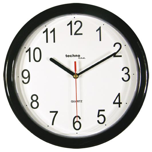 Wanduhr mit Quarzuhrwerk Kunststoff schwarz Wanduhr mit Quarzuhrwerk Kunststoff schwarz