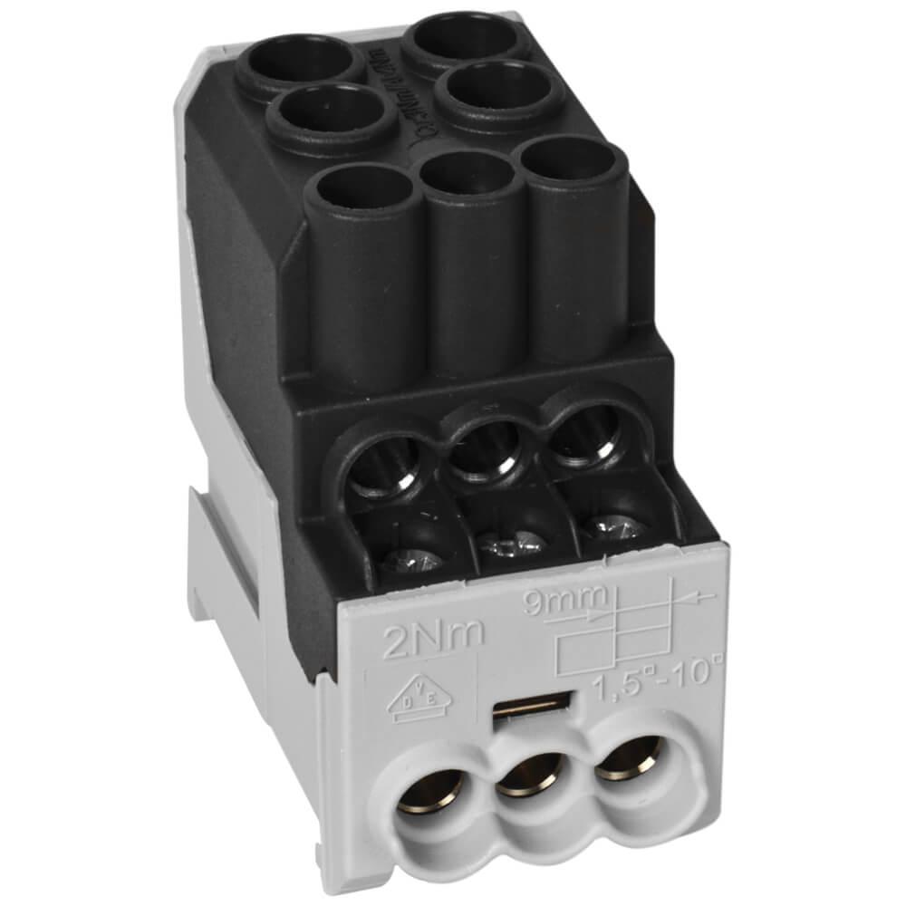 Unterverteiler-Abzweigklemme 1-polig 2 Eingänge 25 mm² und 6 Ausgänge 6 mm²