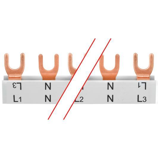 Phasenschiene 4-polig 210 mm für 6 x 2