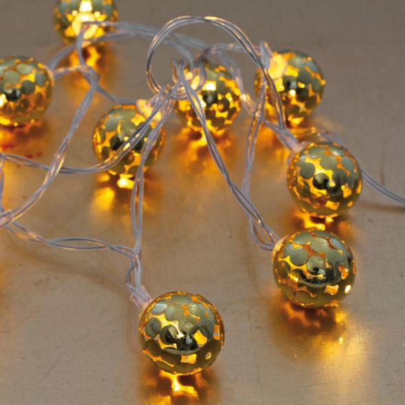 LED-Minilichterkette Metallkugel gold LED-Minilichterkette Metallkugel gold