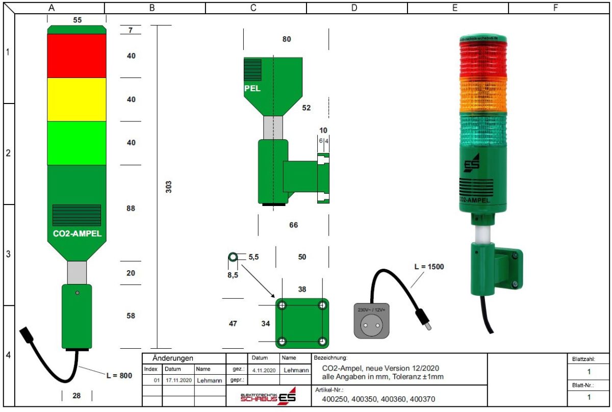 Kohlendioxid Ampel Medical 400350