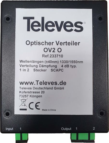 Optischer 2fach Verteiler OV2O Optischer 2fach Verteiler OV2O