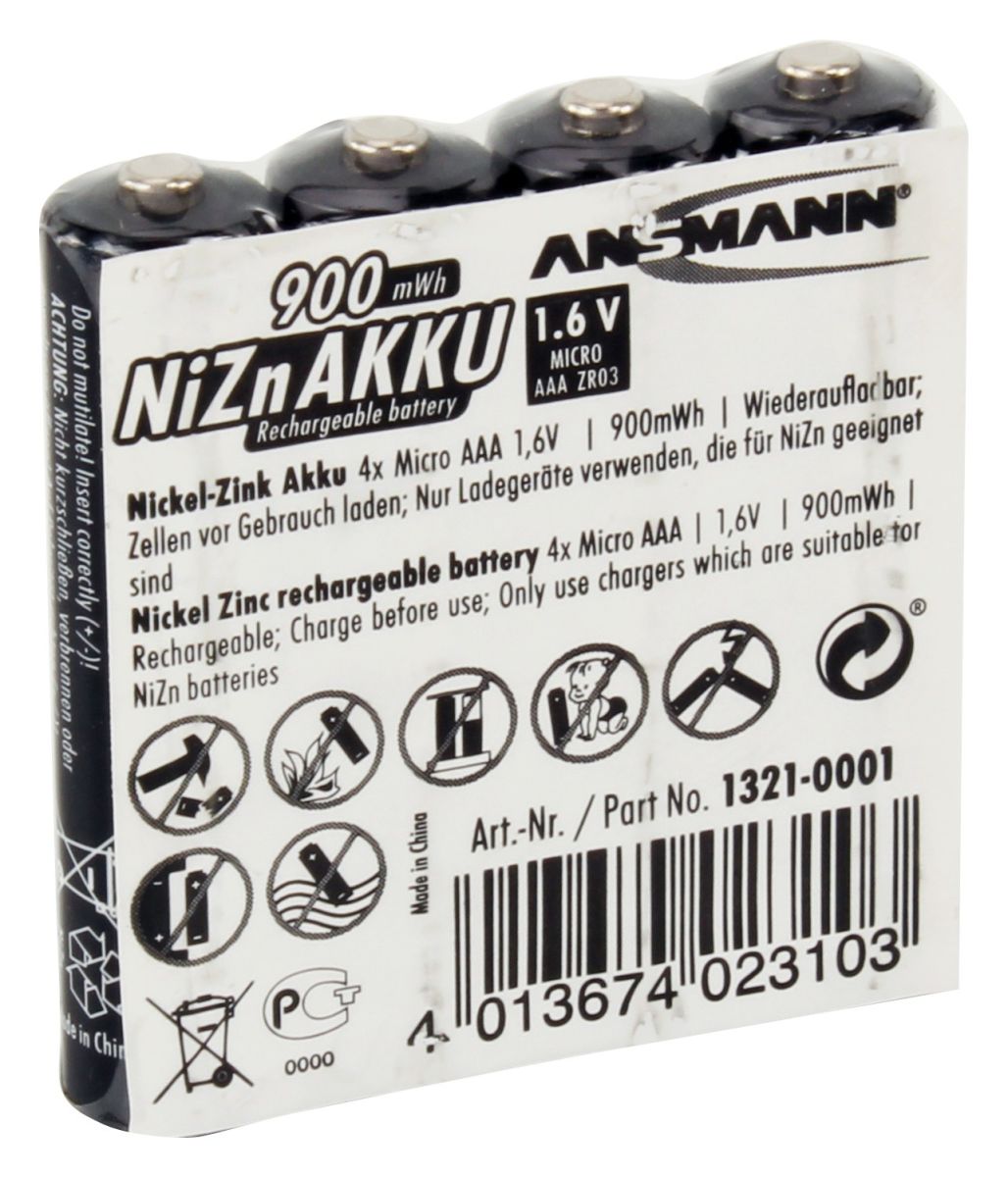Akku NiZN 1,6V Micro AAA 135702