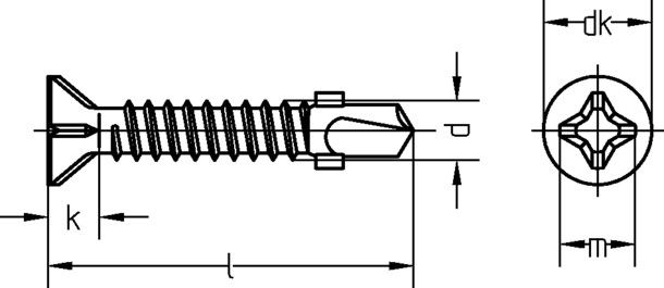 Bohrschraube mit Flügeln 6068/001/01 6,3x45