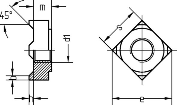 Vierkant-Schweißmutter 0618/000/01 12