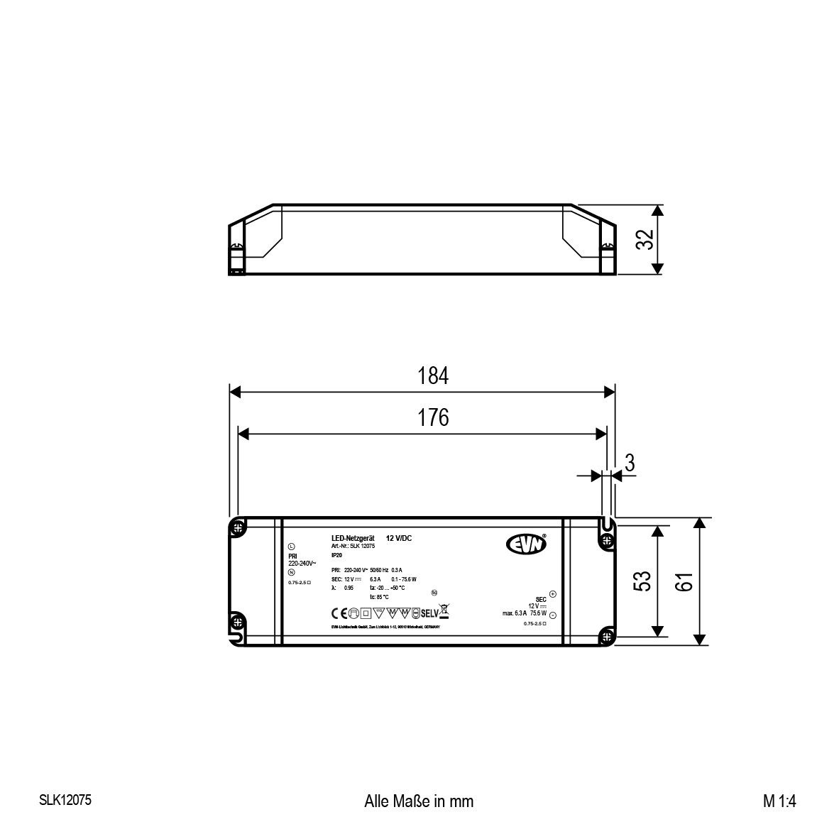 12V/DC LED-Netzgerät SLK12075