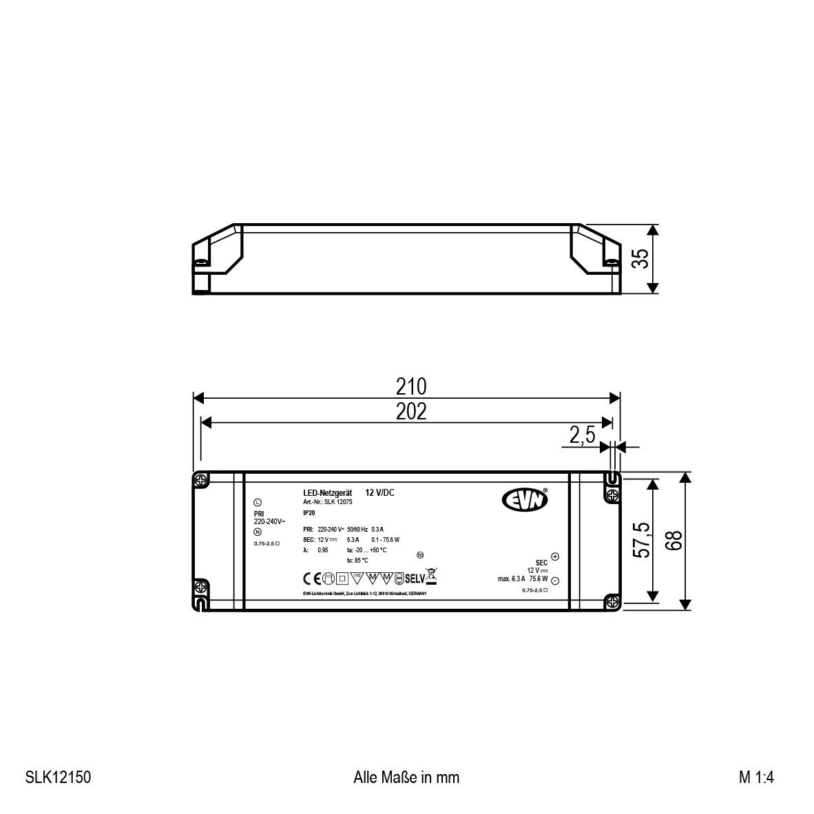 12V/DC LED-Netzgerät SLK12150