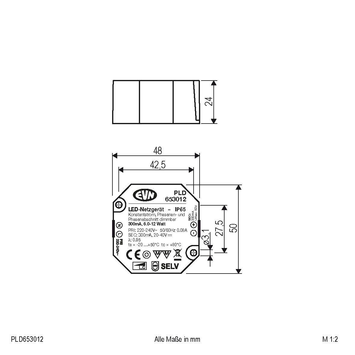 LED-Netzgerät 300mA PLD653012