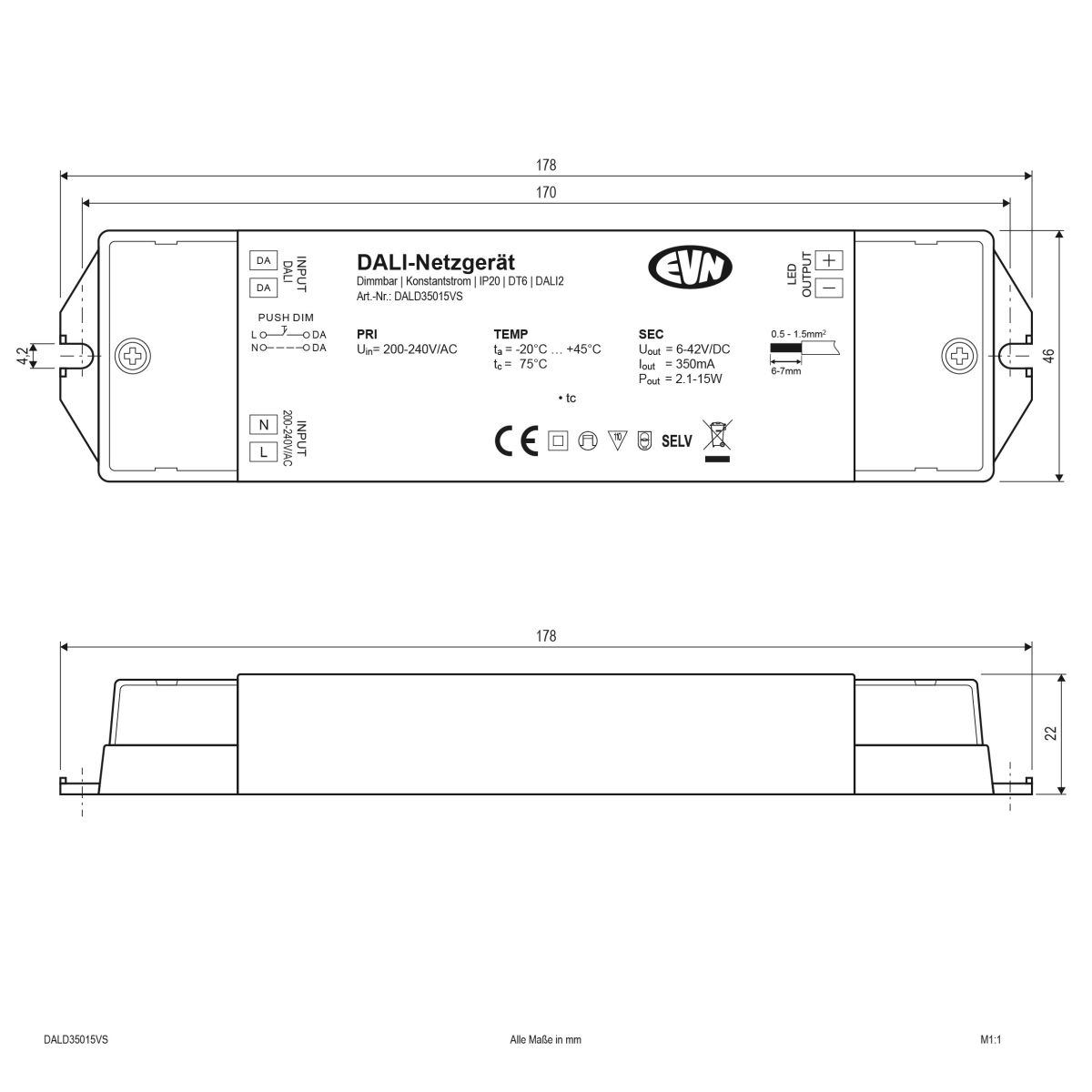 DALI-LED-Steuerung DALD35015VS