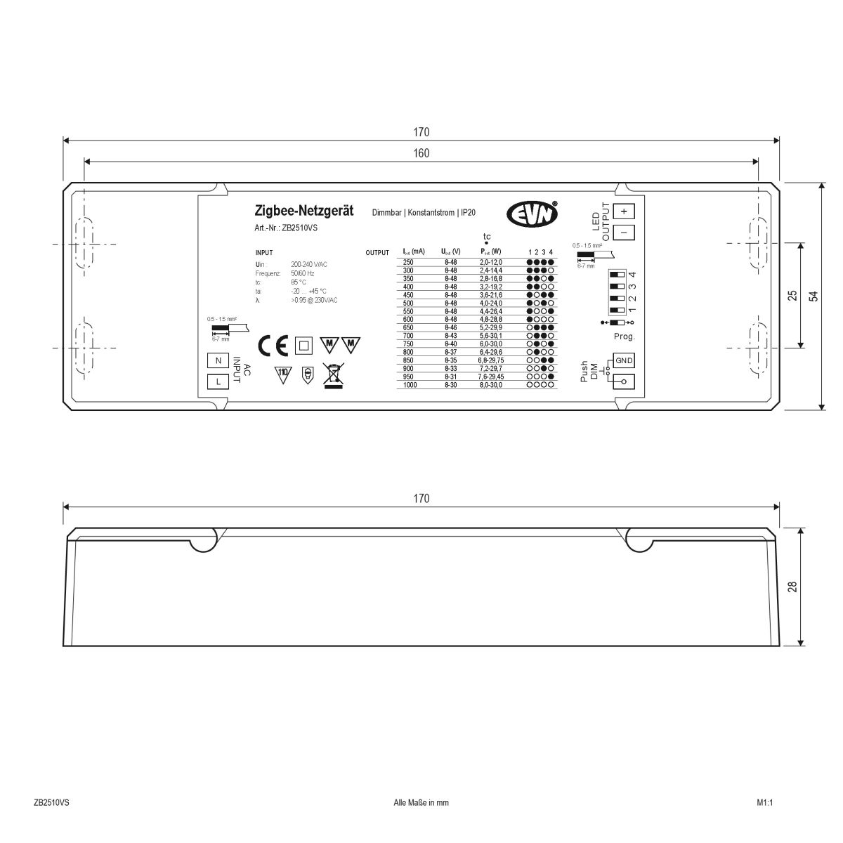 Zigbee-Dimmer-Empfänger ZB2510VS