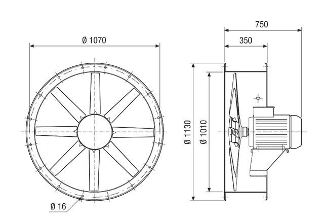 Axial-Rohrventilator DAR 100/8 1,1