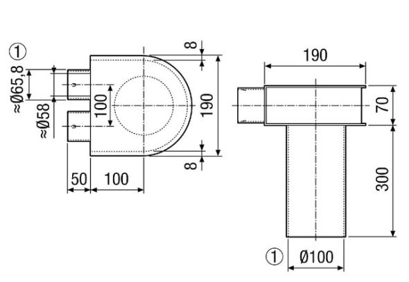 Winkel 90 Uebergang MF-WLF100/63/63