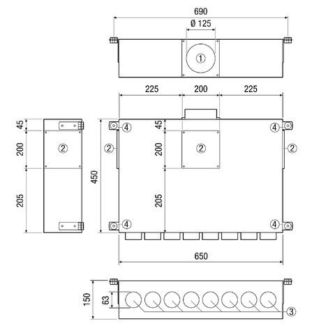 Luftverteiler aus Blech MF-BV63-125-8