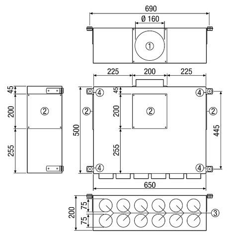 Luftverteiler aus Blech MF-BV75-160-12