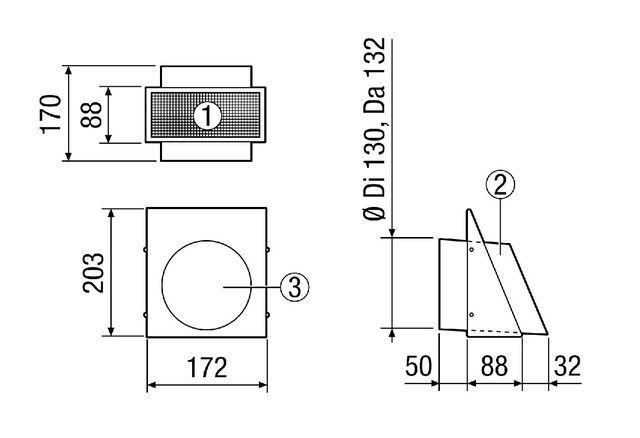 Wandstutzen Fortluft KW-FL 12W