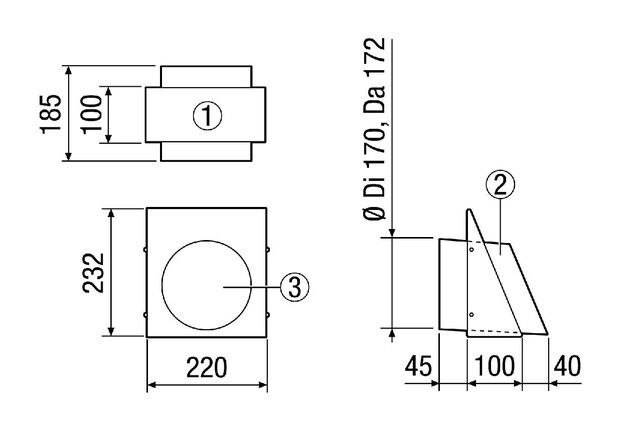 Wandstutzen Fortluft KW-FL 16W