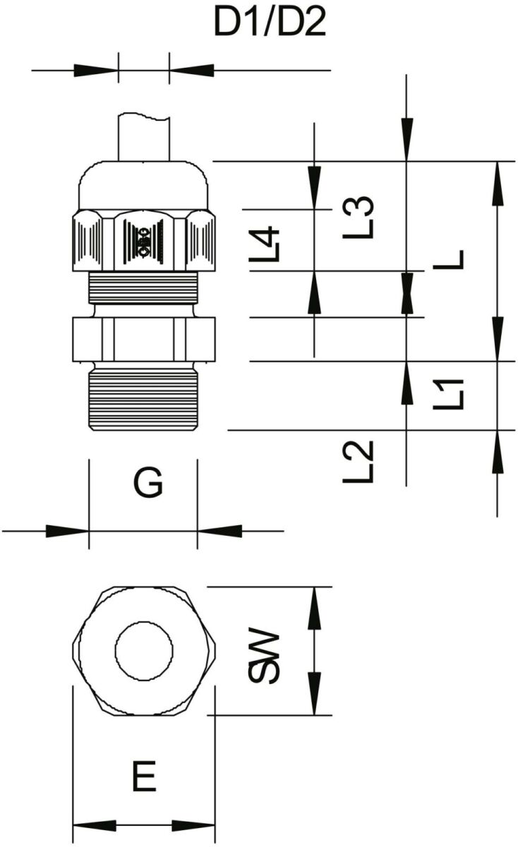 Verschraubung V-TEC PG48 SGR