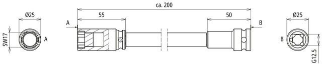 Verlängerungswerkzeug SA 200 4KANT SN V2A