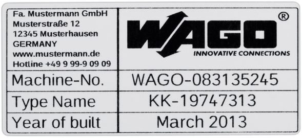 Typenschilder 70x33mm si 210-802 Typenschilder 70x33mm si 210-802