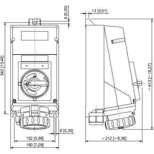 Wandsteckdose 63 A schwarz 8579/31-507