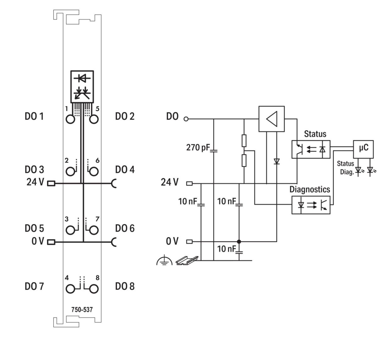 8-Kanal Ausgangsklemme 750-537