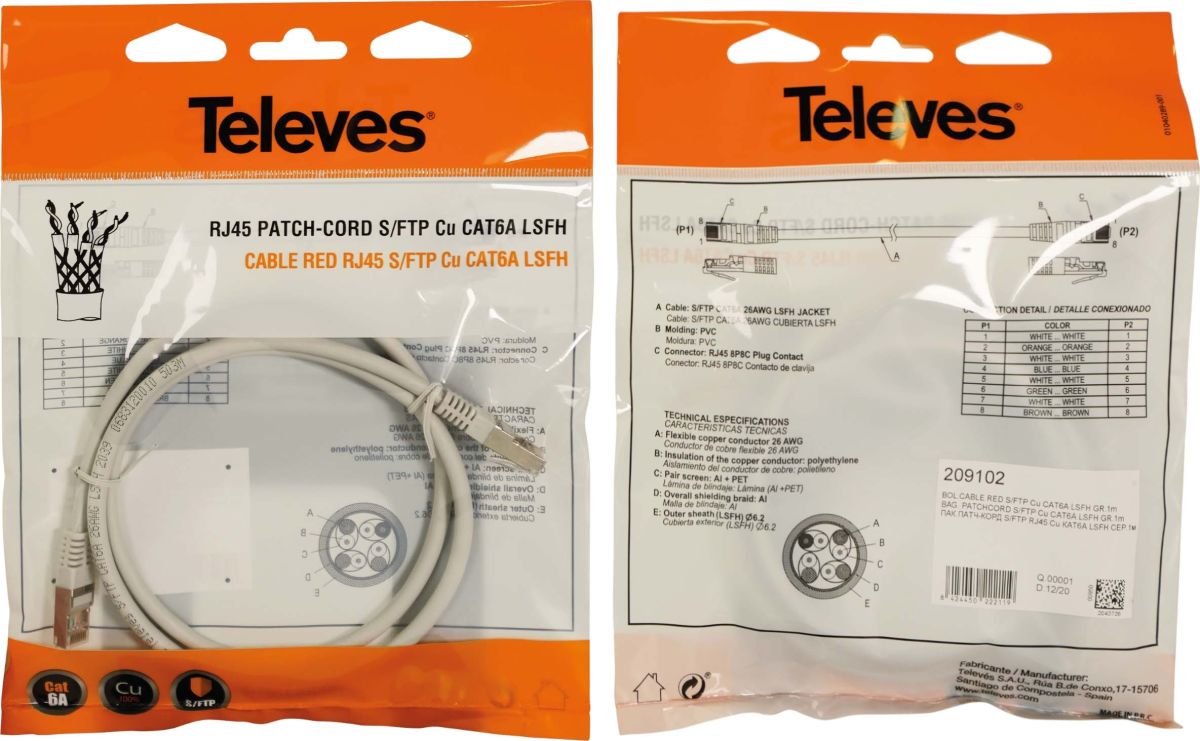Patchkabel S/FTP CU CAT6A PK6AL1G-T