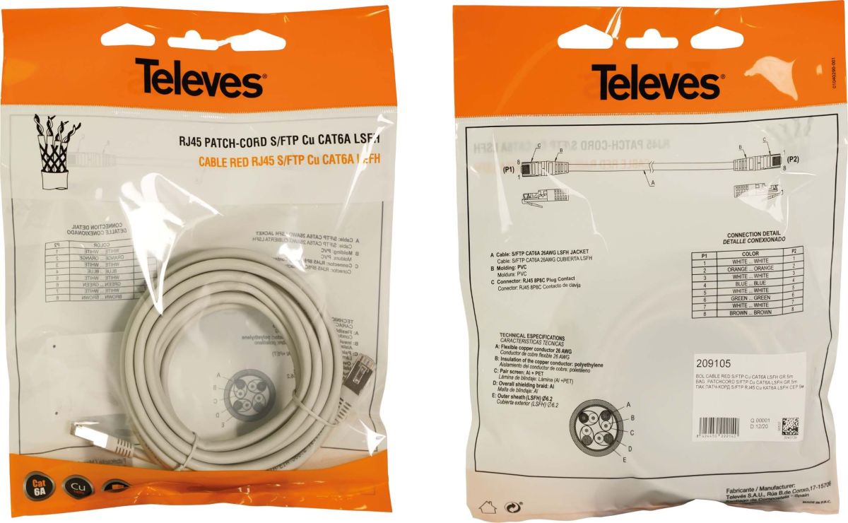 Patchkabel S/FTP CU CAT6A PK6AL2G-T