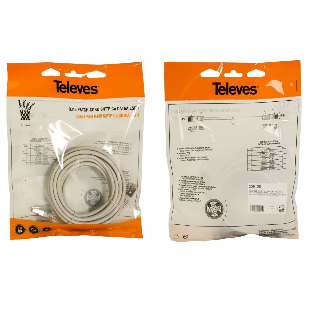 Patchkabel S/FTP CU CAT6A PK6AL2G-T
