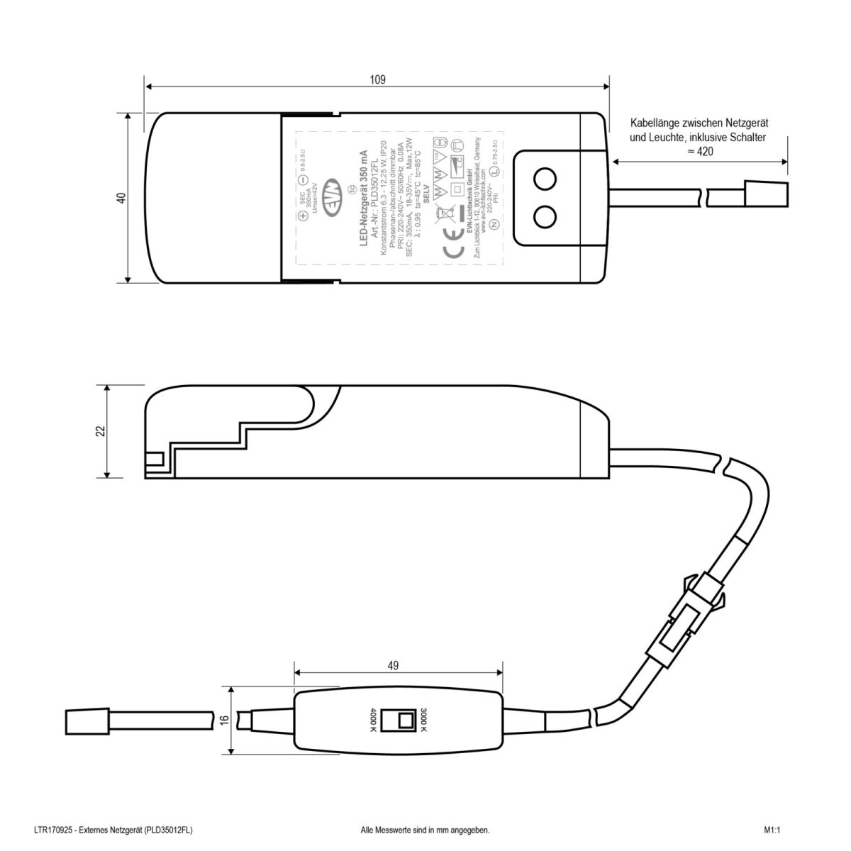 LED-Einbaupanel LTR170925