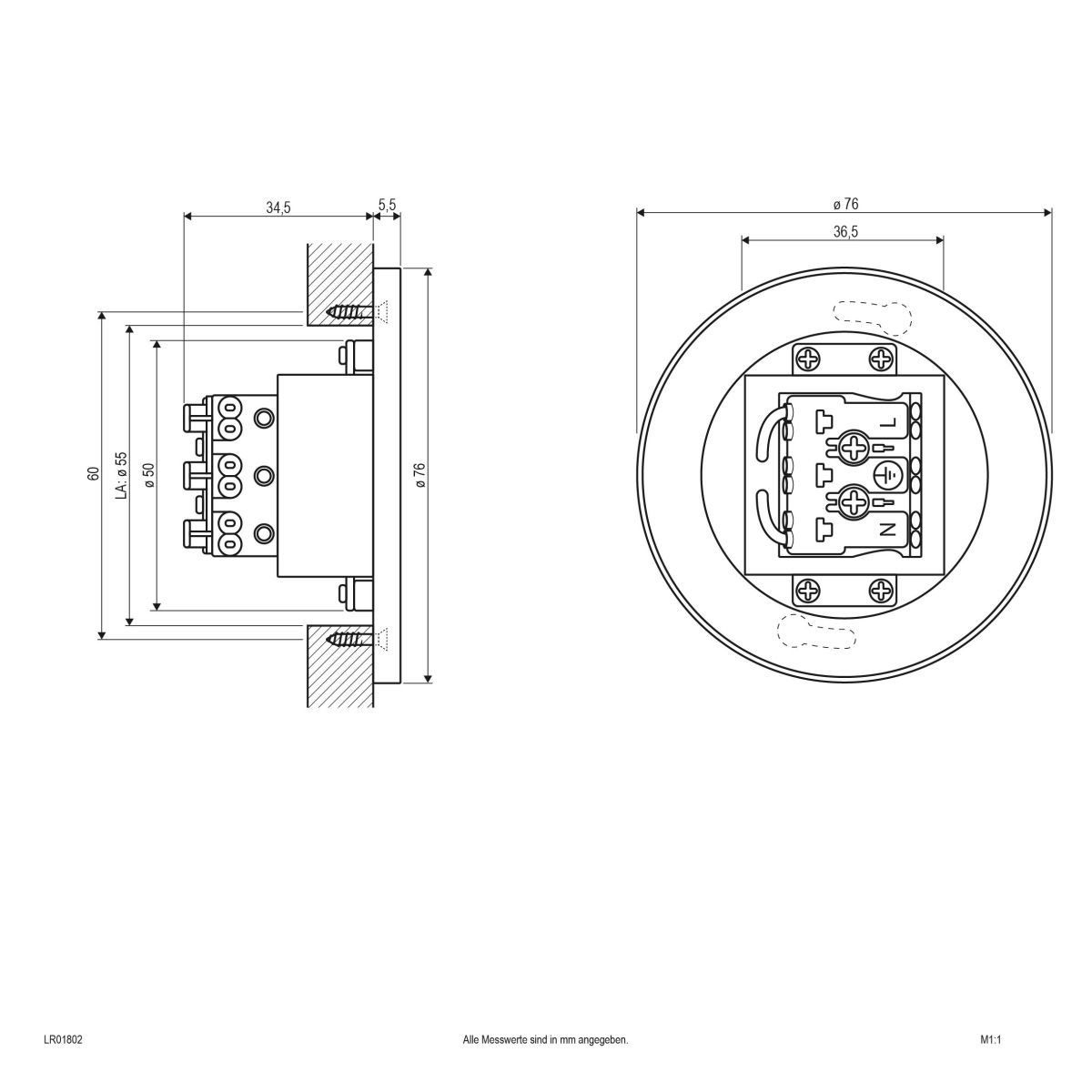 LED-Wandeinbauleuchte eds LR01802