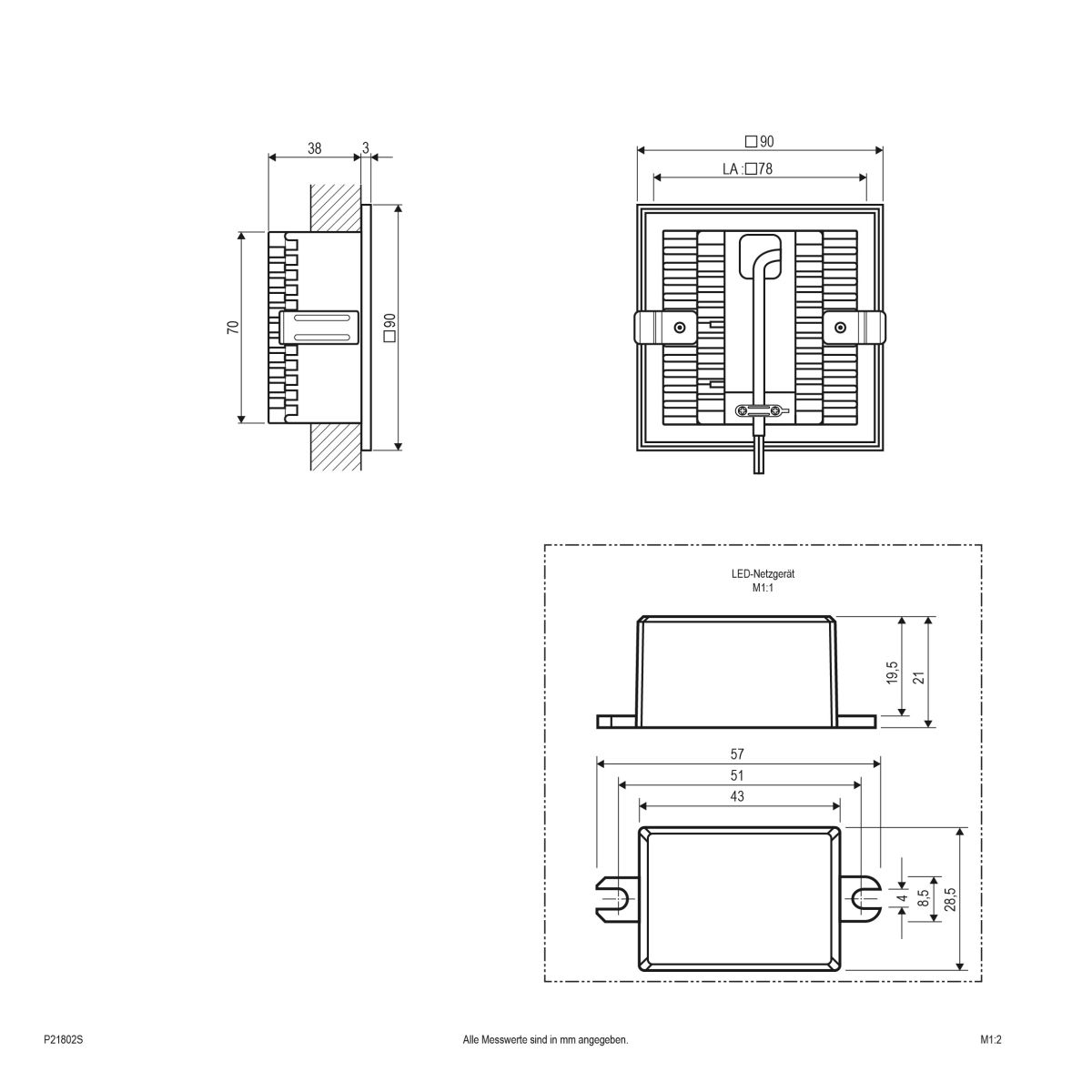 LED-Wandeinbauleuchte P21802S