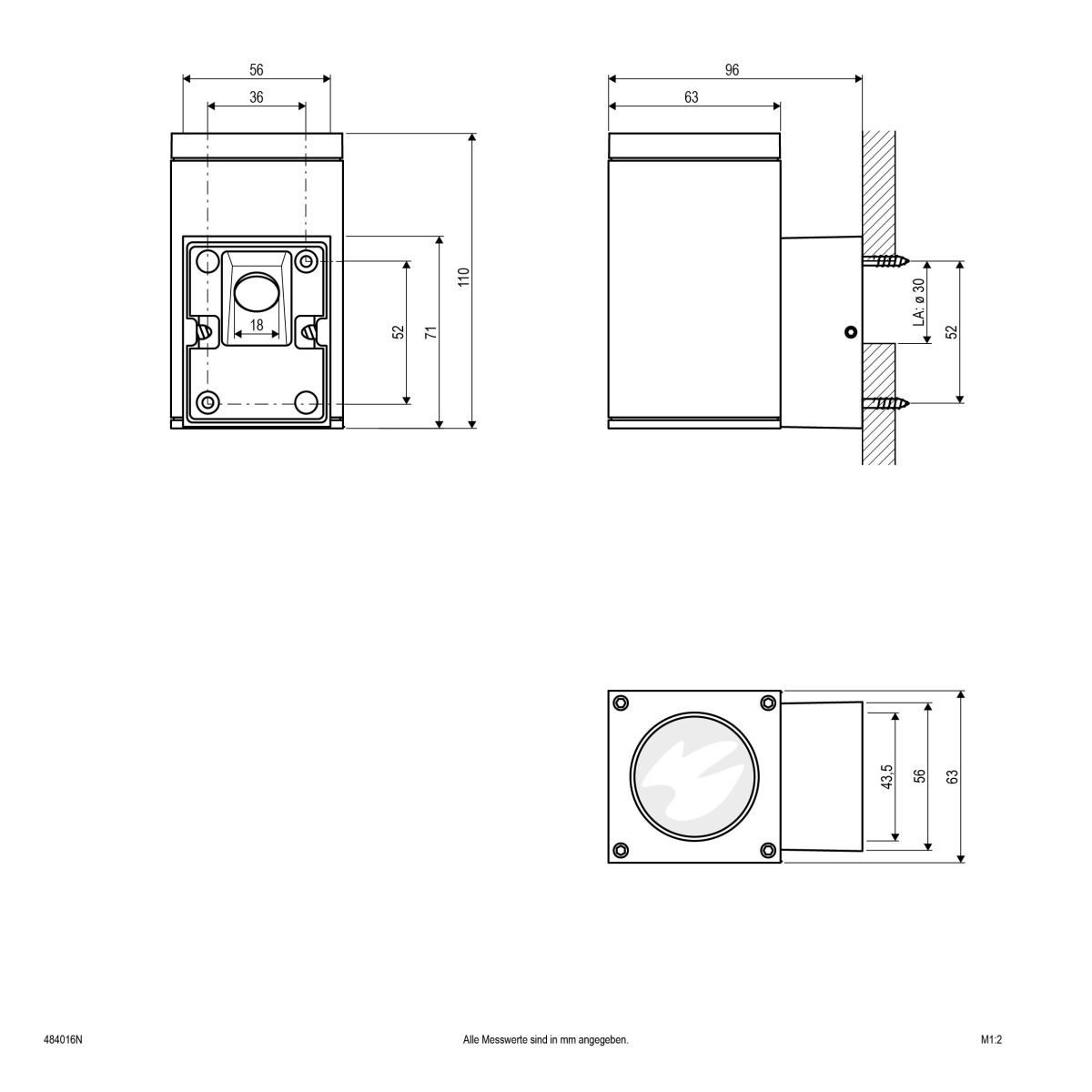 Wandanbauleuchte 1flg.anth 484016N