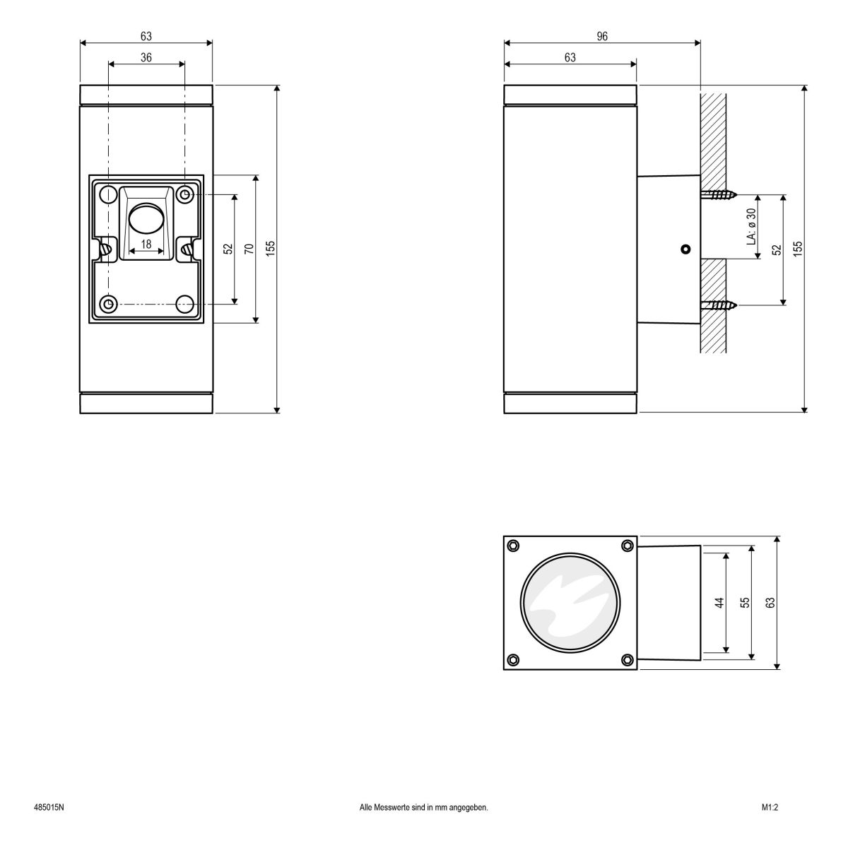 Wandanbauleuchte 485015N alu