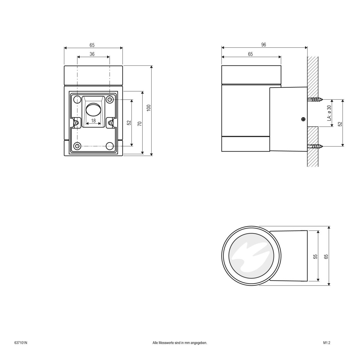 Wandleuchte 637101N ws
