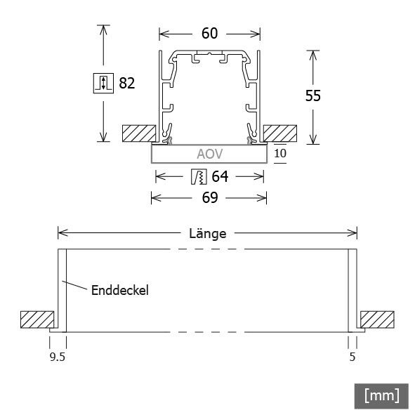 LED-Einbauleuchte MLE060118303AOV/D.sw