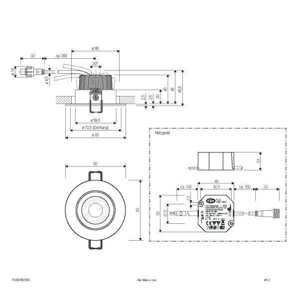 LED-Einbauleuchte IP65 PCE650061002 LED-Einbauleuchte IP65 PCE650061002