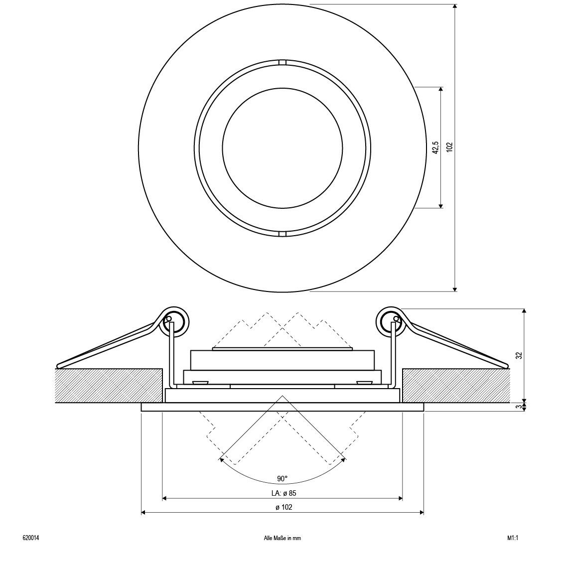 Einbauleuchte rund 620 014