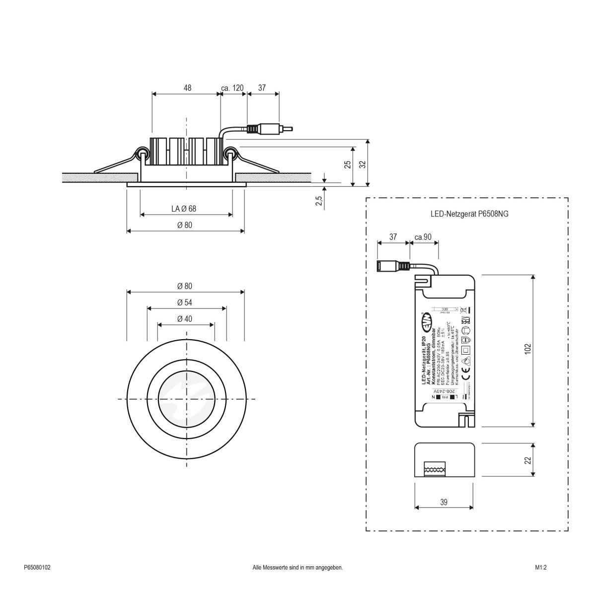 LED-Deckeneinbauleuchte P65080102