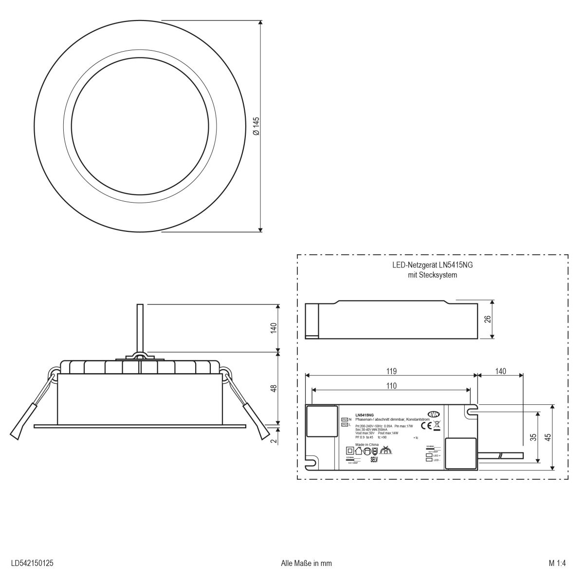 LED-Downlight IP54 LD54150125