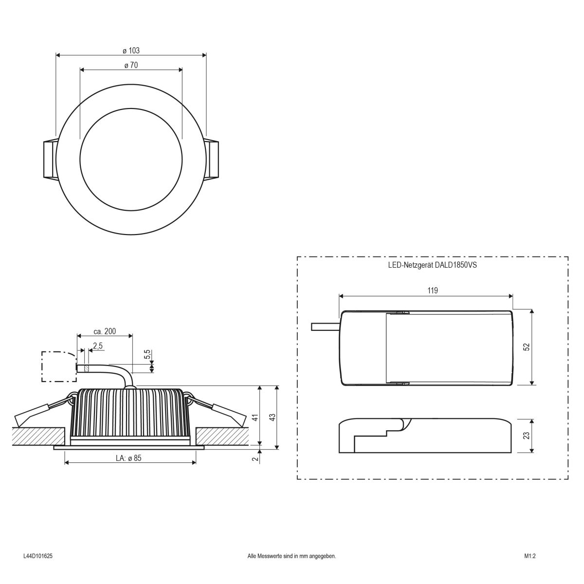 LED-Downlight L44D101625