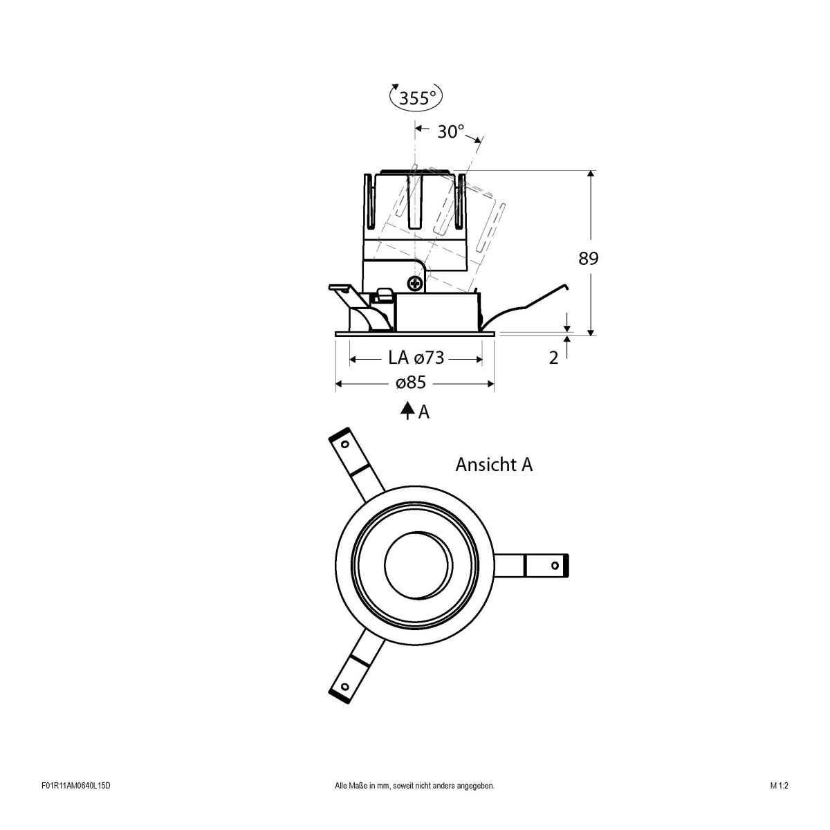 LED-Einbauleuchte modular F01R11AM0640L15D