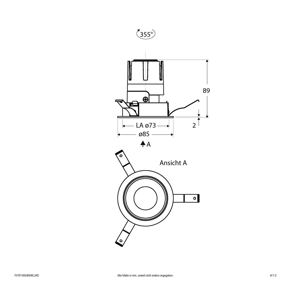 LED-Einbauleuchte modular F01R14SM0640L24D