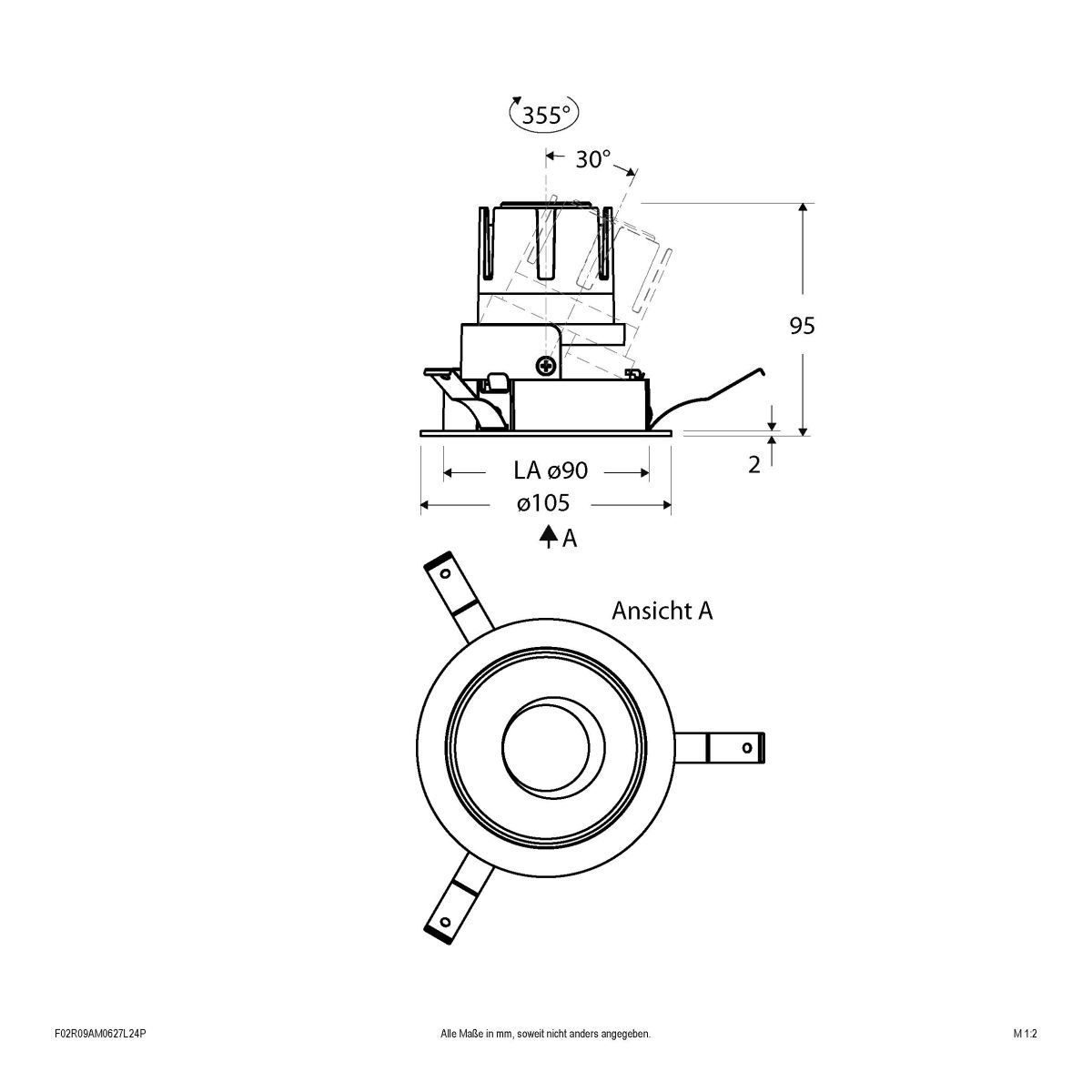 LED-Einbauleuchte modular F02R09AM0627L24P